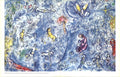 Marc Chagall lithograph print of Maquette pour le vitrail La Paix, showcasing vibrant colors and detailed artwork by the artist.
