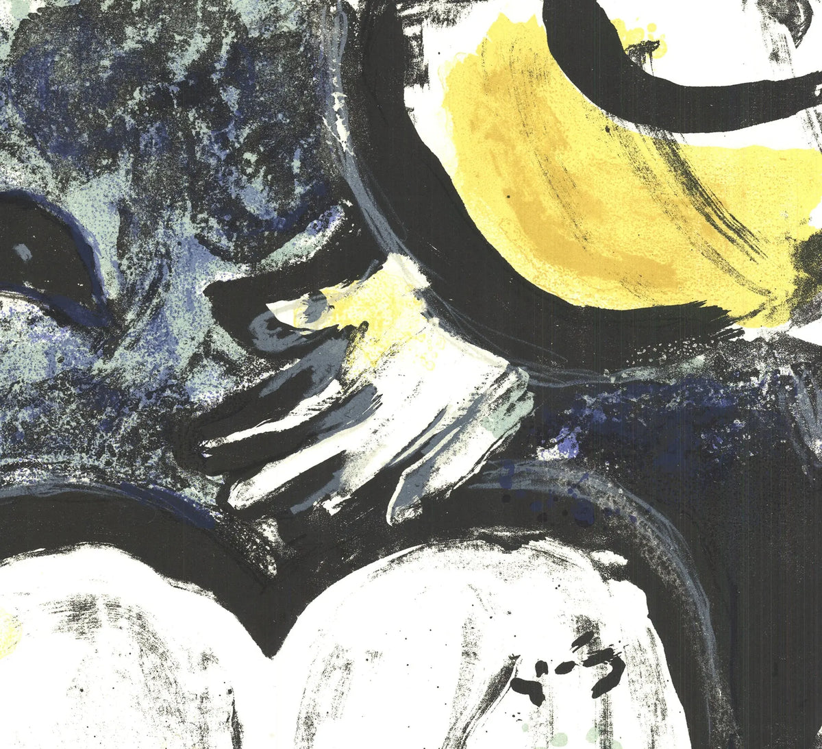 Marc Chagall lithograph titled Moses and the Tablets of Law, created in 1962, featuring vivid colors and detailed biblical imagery.