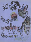 Original Marc Chagall Nocturne in Vence 1963 lithograph, first edition artwork featuring vibrant colors and surreal imagery.