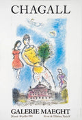 Marc Chagall Opera Bleu 2004 lithograph poster from Musée Maillol exhibition, showcasing vibrant blue artwork by Marc Chagall.