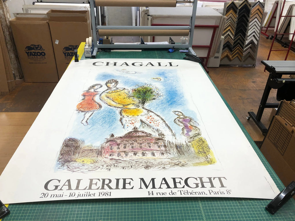 Marc Chagall Opera Bleu 2004 lithograph poster from Musée Maillol exhibition, featuring vibrant blue artwork by the artist.