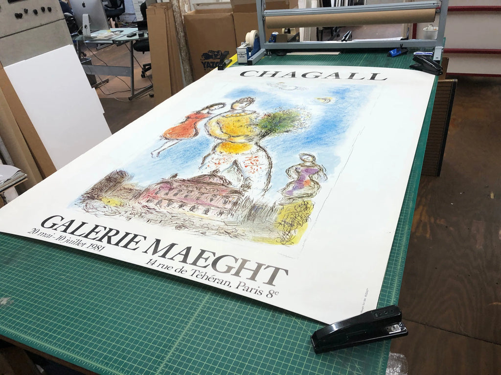 Marc Chagall Opera Bleu 2004 lithograph poster from Musée Maillol exhibition, featuring vibrant blue artwork by Marc Chagall.