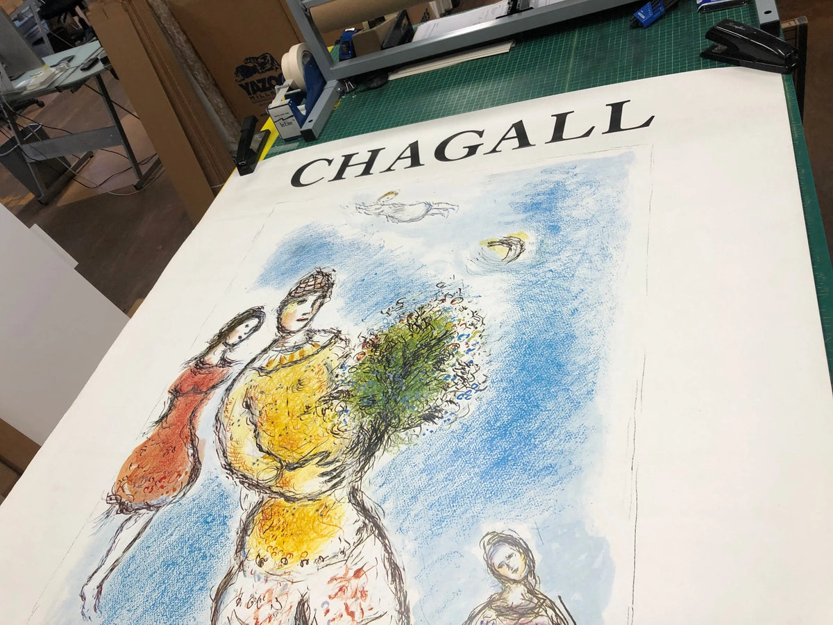 Marc Chagall Opera Bleu 2004 lithograph poster from Musée Maillol exhibition, featuring colorful Chagall artwork on paper.