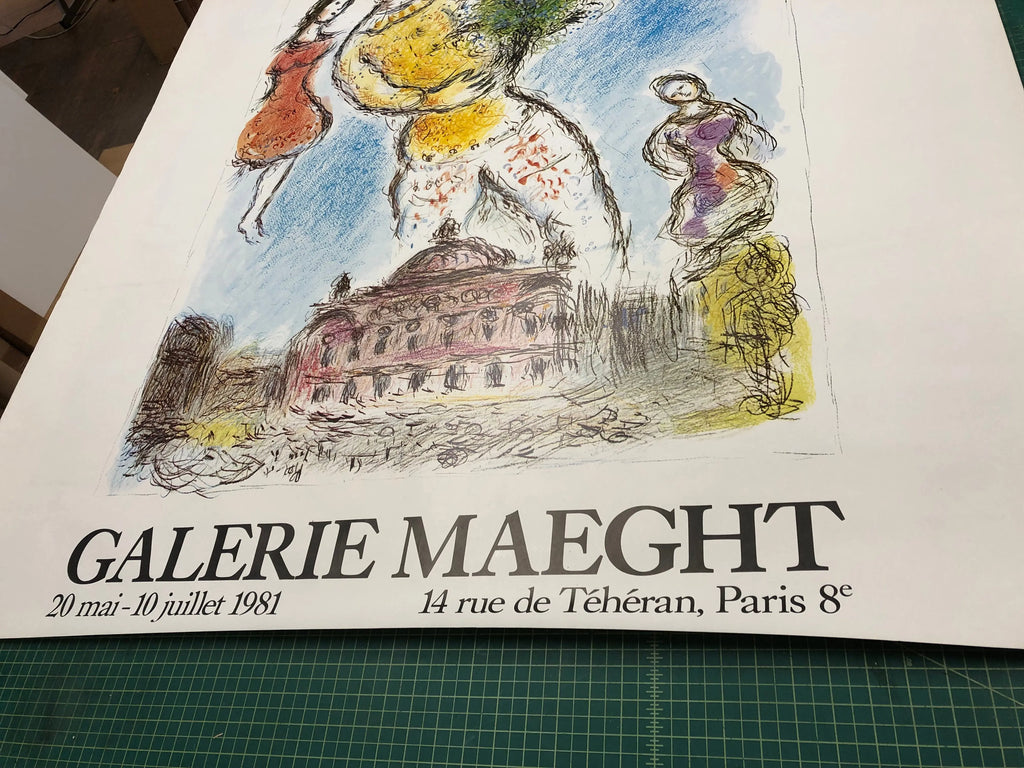 Marc Chagall Opera Bleu 2004 lithograph poster from Musée Maillol exhibition, showcasing colorful Chagall artwork.