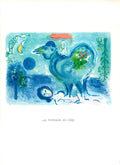 Original Marc Chagall Paysage du Coq 1963 offset lithograph print showing vibrant colors and abstract landscape elements.