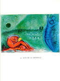 Marc Chagall Quai de la Tournelle 1963 offset lithograph art print showing vibrant colors and artistic scene on paper.