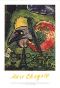 Marc Chagall poster featuring The Bride and Groom of the Eiffel Tower, showcasing vibrant colors and whimsical artwork.