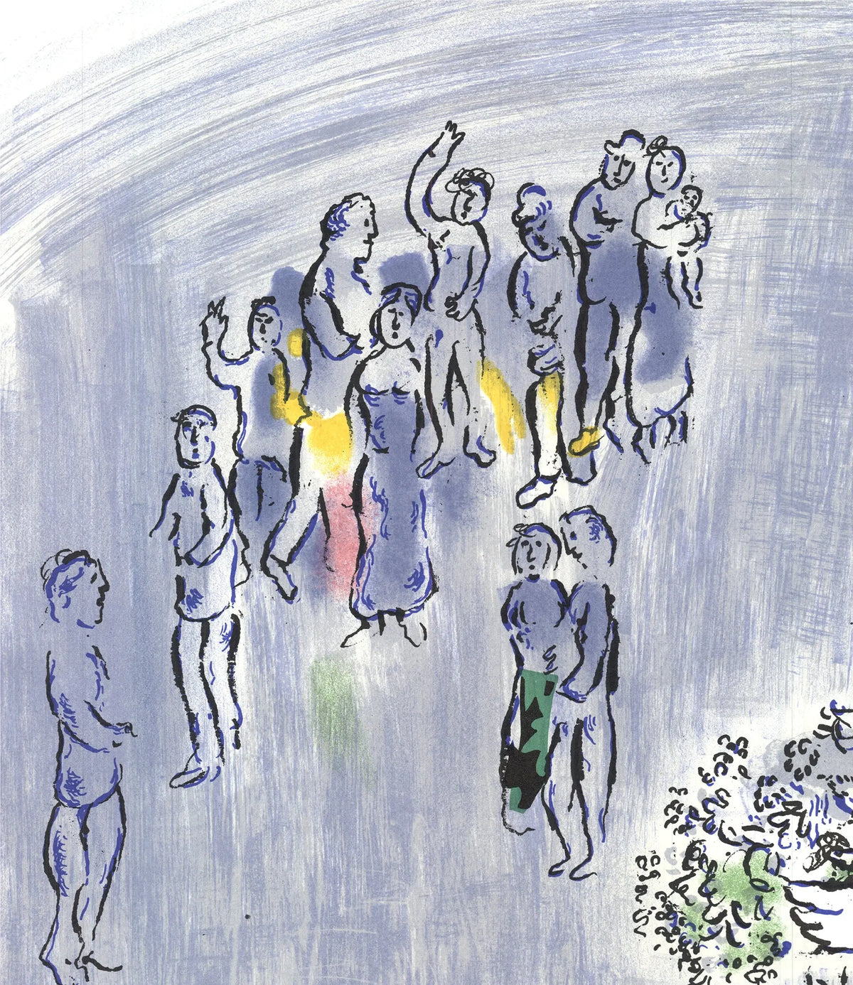 Marc Chagall lithograph art poster titled The Magician of Paris from the 1970 exhibition, featuring vibrant colors and surreal imagery.