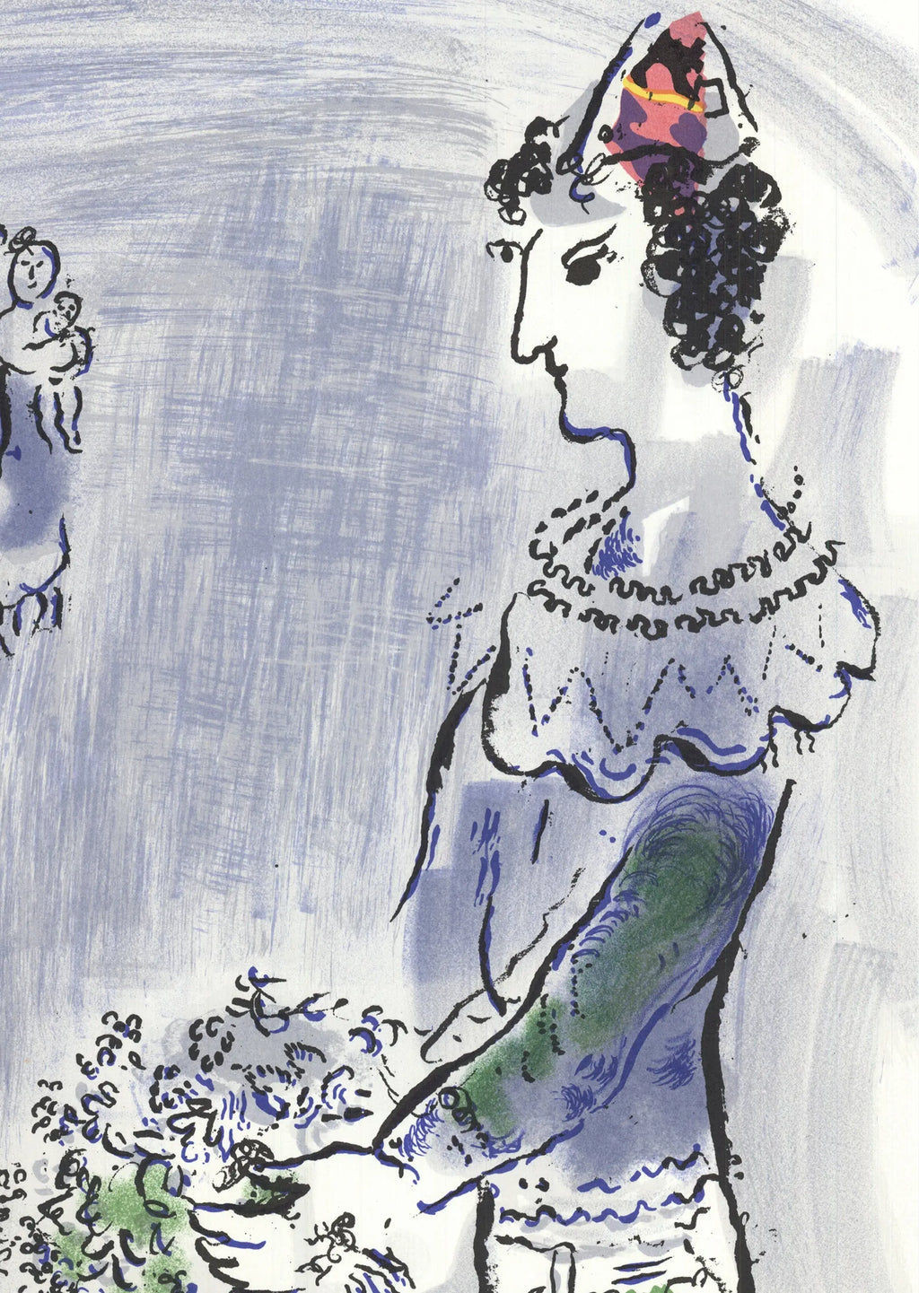 Vintage Marc Chagall lithograph poster titled The Magician of Paris, 1970, showcasing colorful artwork and artistic details.