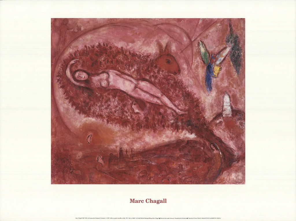 Marc Chagall The Song of Songs II lithograph fine art poster featuring vibrant colors and intricate biblical-inspired imagery.