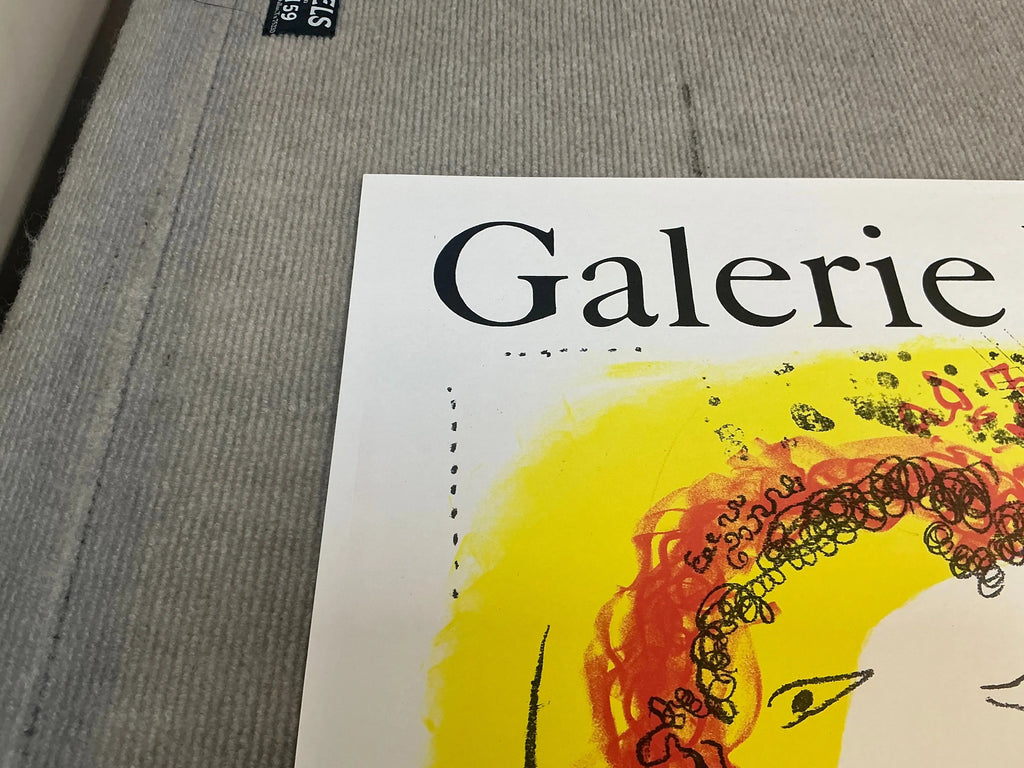 Original lithograph exhibition poster by Marc Chagall featuring The Yellow Background from 1969
