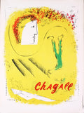 Original Marc Chagall lithograph titled The Yellow Background from 1969, featuring vibrant colors and artistic imagery.
