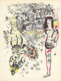 Original Marc Chagall Acrobatics 1963 vintage poster, first edition Mourlot lithograph showcasing vibrant colors and artistic details.