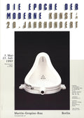 Offset lithograph poster of Marcel Duchamp's Fountain from the 1997 Berlin exhibition, featuring a black and white image of the artwork.