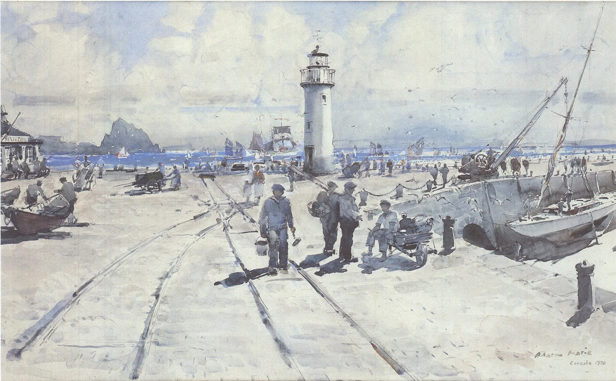 Marin-Marie Lighthouse 1996 nautical offset lithograph art poster print depicting a detailed lighthouse scene.