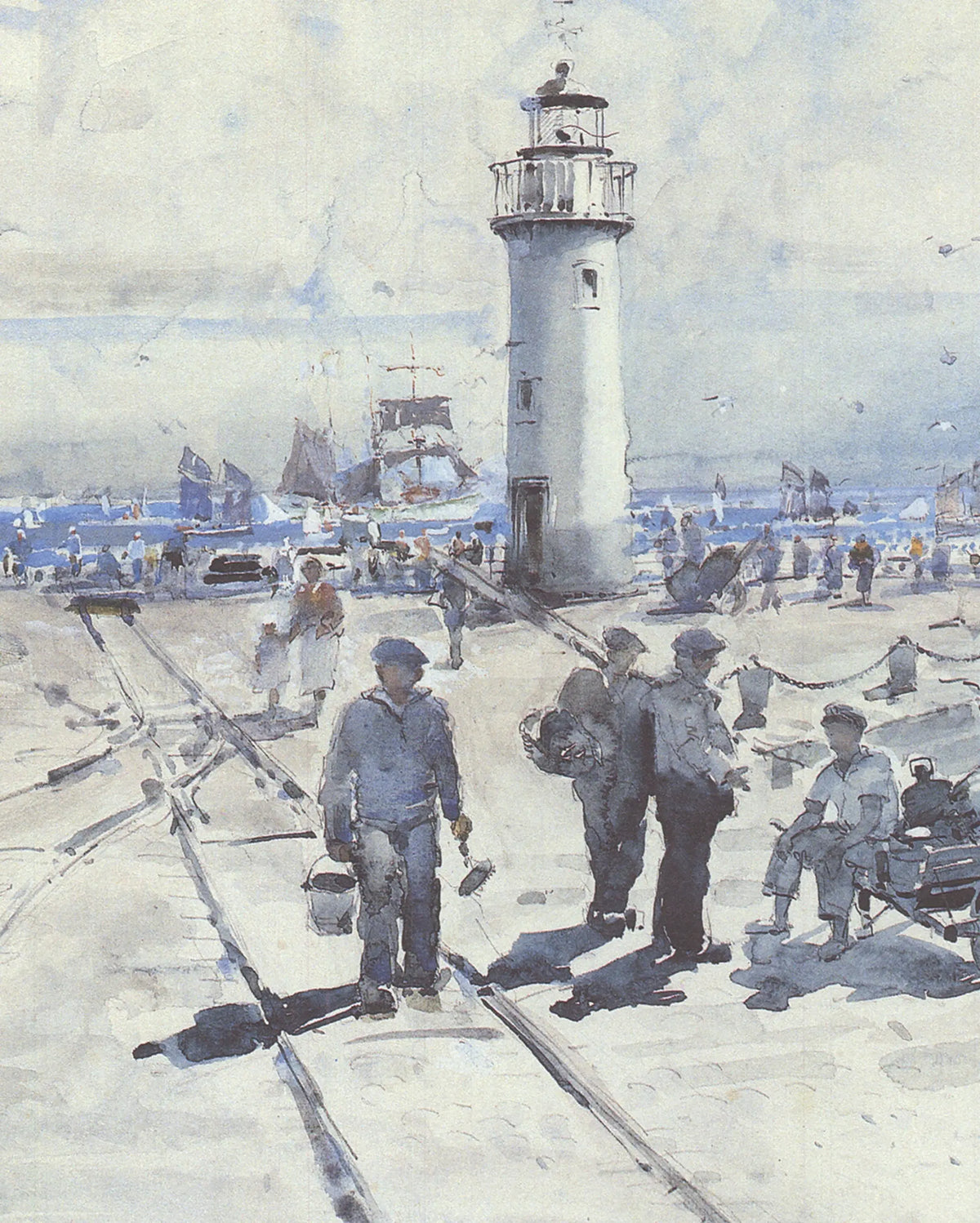 Marin-Marie Lighthouse 1996 nautical offset lithograph art poster print showcasing maritime lighthouse scenery.