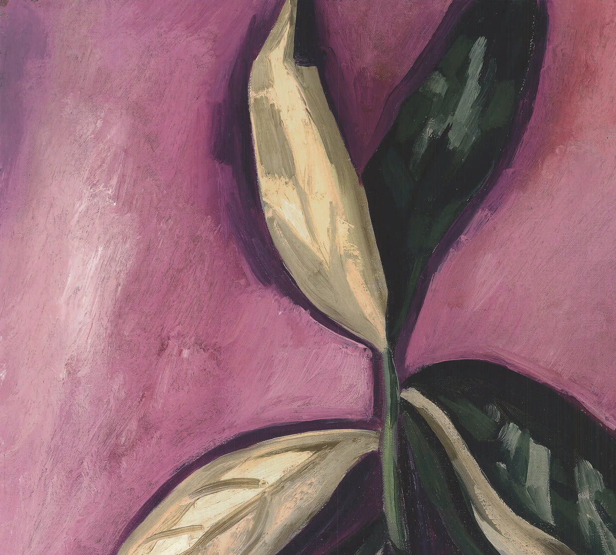 Marsden Hartley Leaves modernist offset lithograph art exhibition poster showing abstract leaf designs and bold colors.