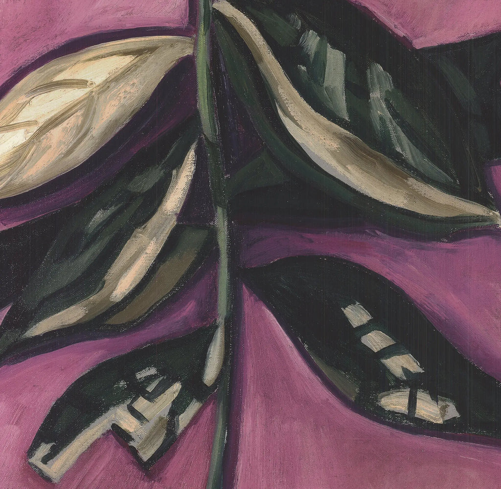 Marsden Hartley Leaves modernist offset lithograph art exhibition poster with abstract leaf designs and bold colors.