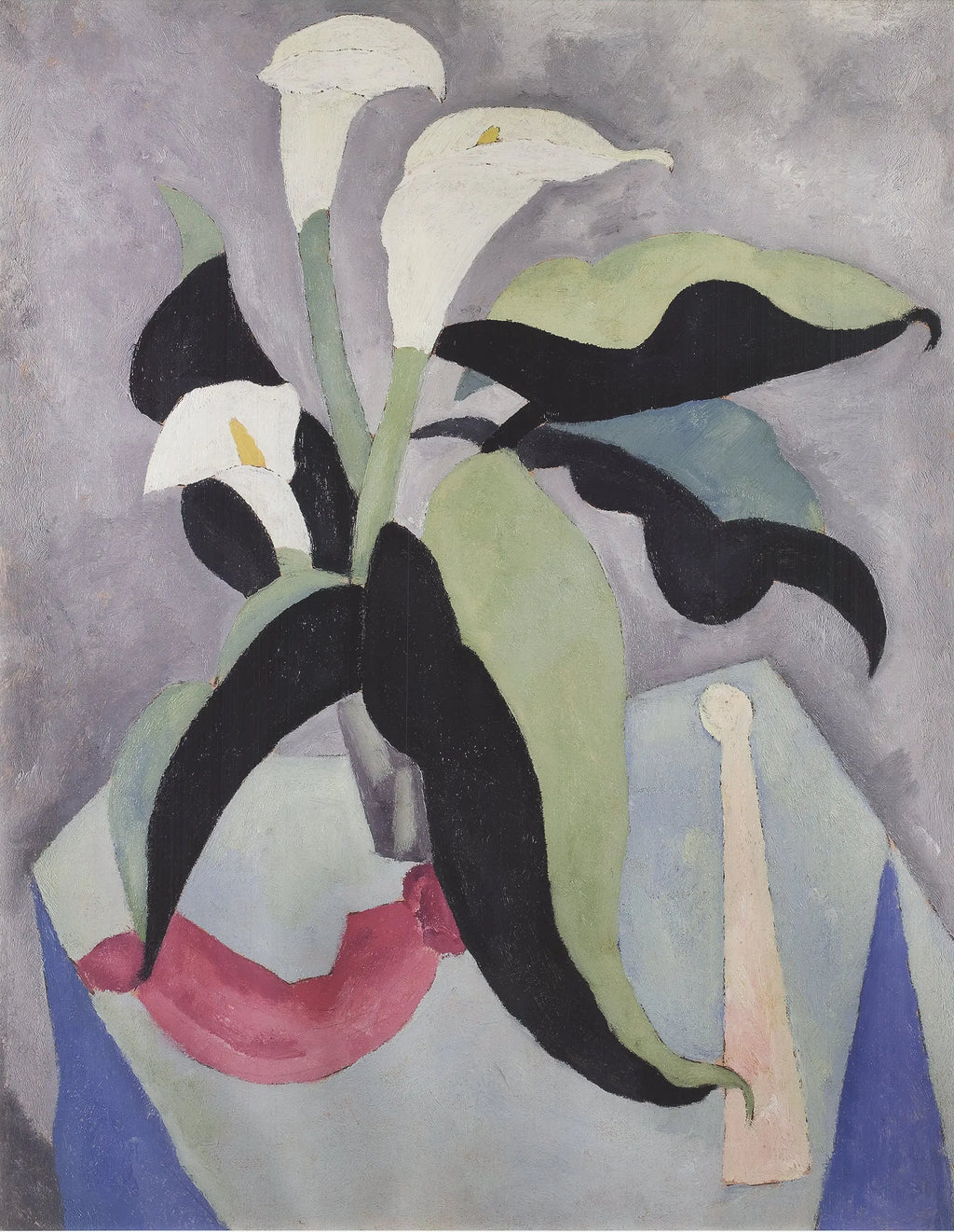 Marsden Hartley Still Life No. 9 modernist offset lithograph art print showing vibrant abstract shapes and bold colors.
