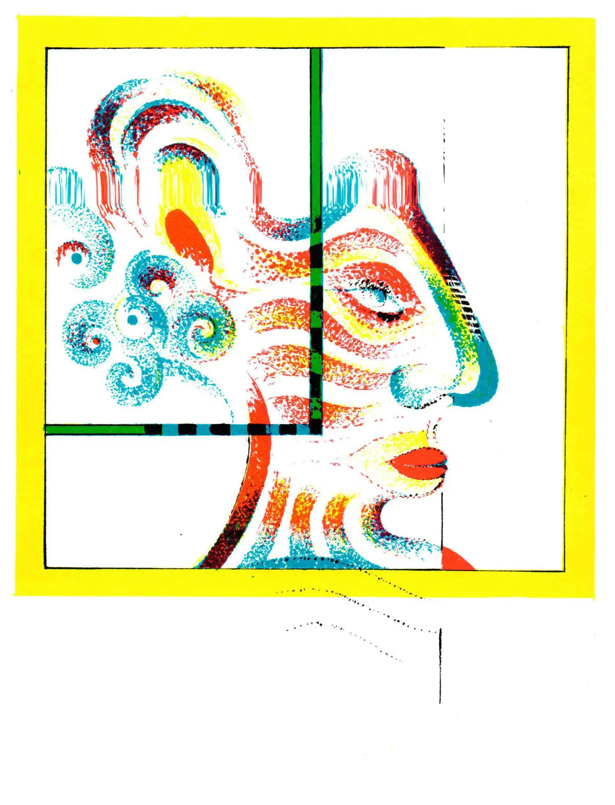 Vintage art print by Martin Engelman titled "Thoughts" from 1967, featuring abstract lithograph artwork.