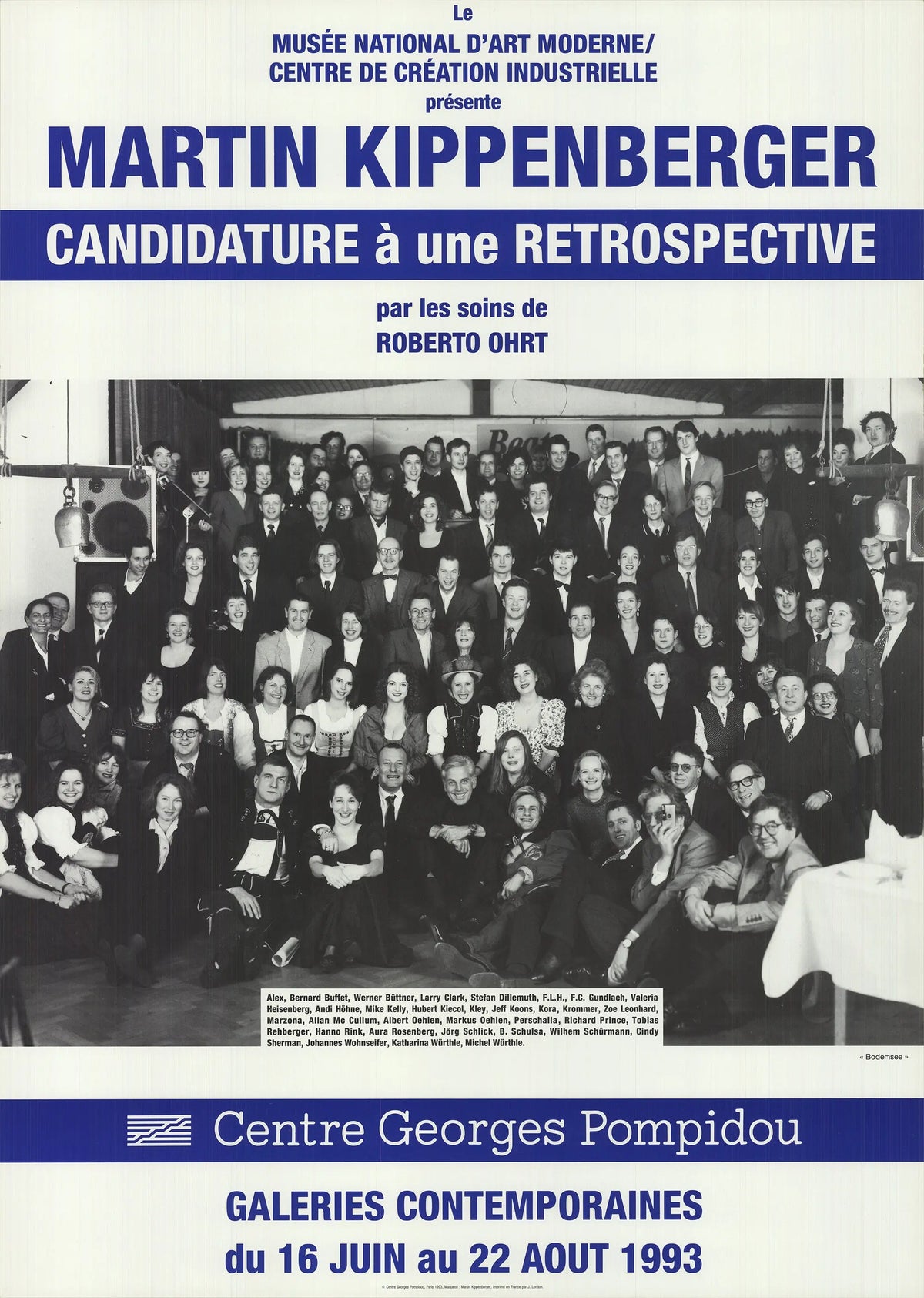 Martin Kippenberger exhibition poster print titled "Application for a Retrospective 1993" featuring bold artwork and design.