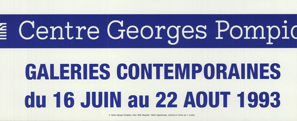 Martin Kippenberger exhibition poster print titled "Application for a Retrospective 1993" featuring bold graphic design.
