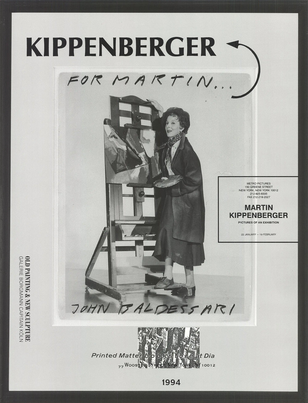 Martin Kippenberger lithograph poster for the 1994 Metro Pictures exhibition, featuring abstract artwork and bold graphic design.