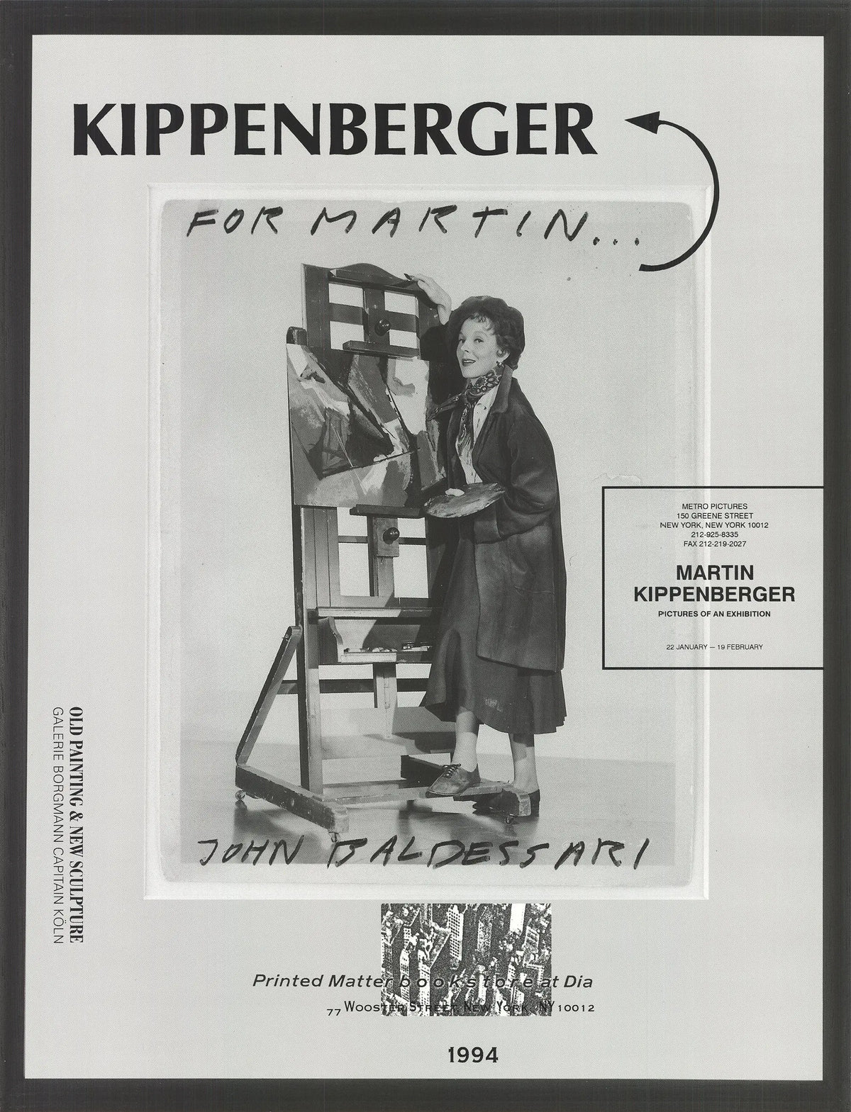 Martin Kippenberger lithograph poster for the 1994 Metro Pictures exhibition, featuring abstract artwork and bold graphic design.