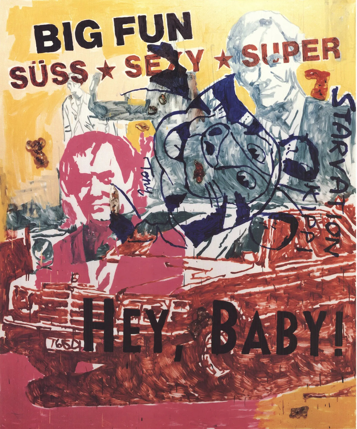 Martin Kippenberger Hey Baby! 1993 original offset lithograph exhibition poster showing bold graphic design and artwork.