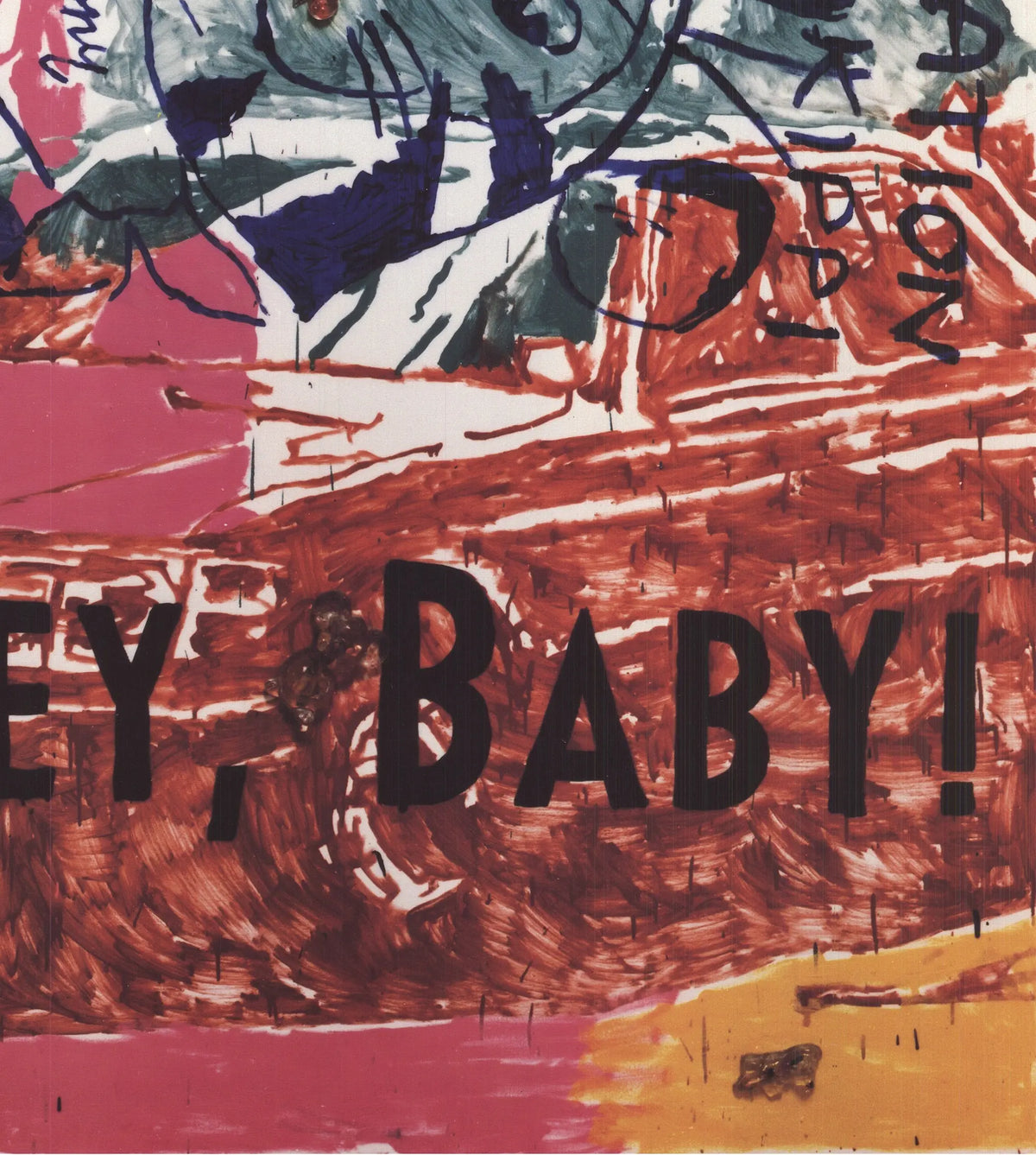 Martin Kippenberger Hey Baby! 1993 original offset lithograph exhibition poster showing vibrant artwork and bold typography.