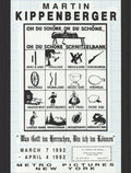 Martin Kippenberger lithograph poster titled "What God Reigns I Can Do" from 1992, featuring abstract artwork and bold imagery.