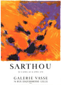 Maurice-Elie Sarthou Galerie Vasse 1976 exhibition lithograph poster print showcasing abstract artwork by the artist.