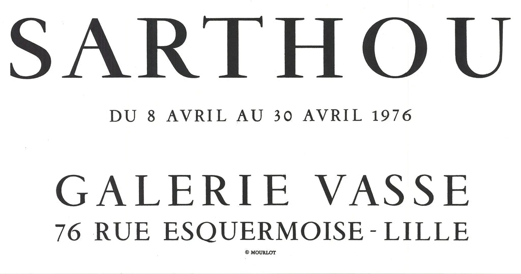 Maurice-Elie Sarthou lithograph poster from the 1976 Galerie Vasse exhibition, featuring vibrant abstract artwork.