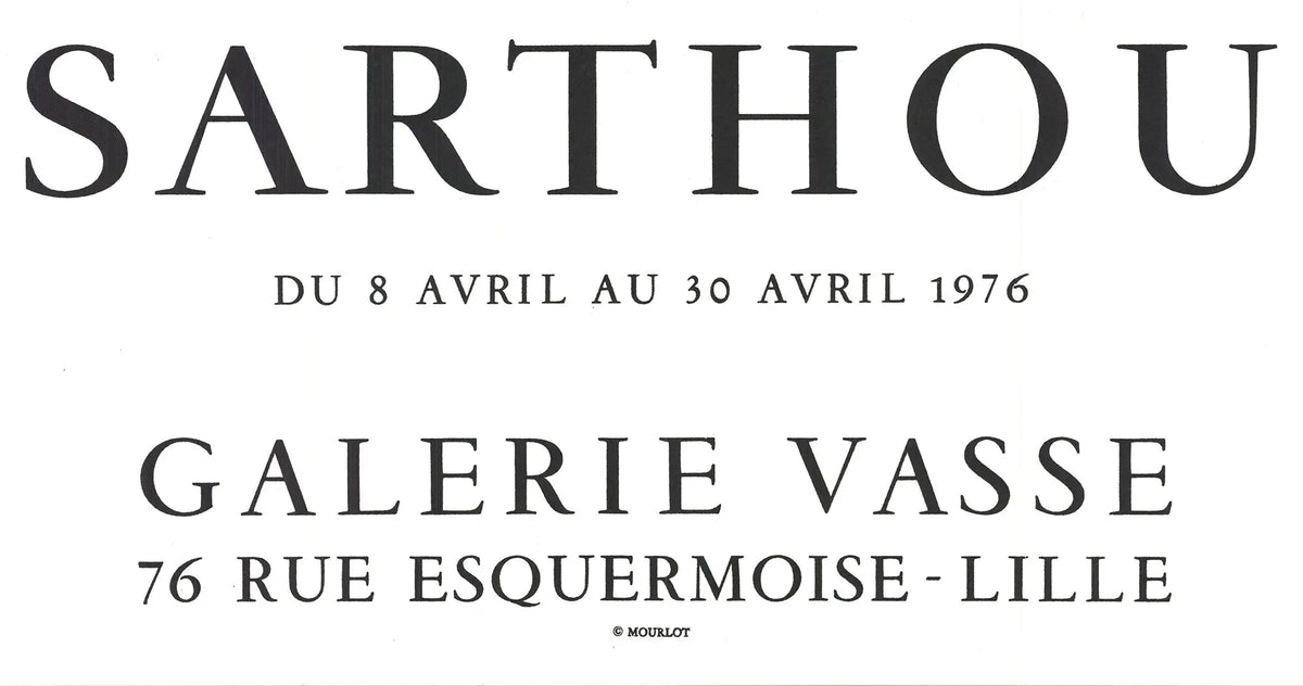 Maurice-Elie Sarthou lithograph poster from the 1976 Galerie Vasse exhibition, featuring vibrant abstract artwork.