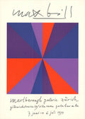 Max Bill Marlborough Galerie Zurich 1974 original exhibition lithograph poster featuring abstract geometric design and bold typography.