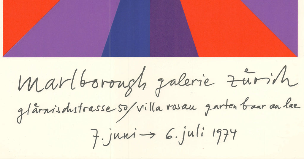 Max Bill Marlborough Galerie Zurich 1974 original exhibition lithograph poster, featuring abstract geometric design.