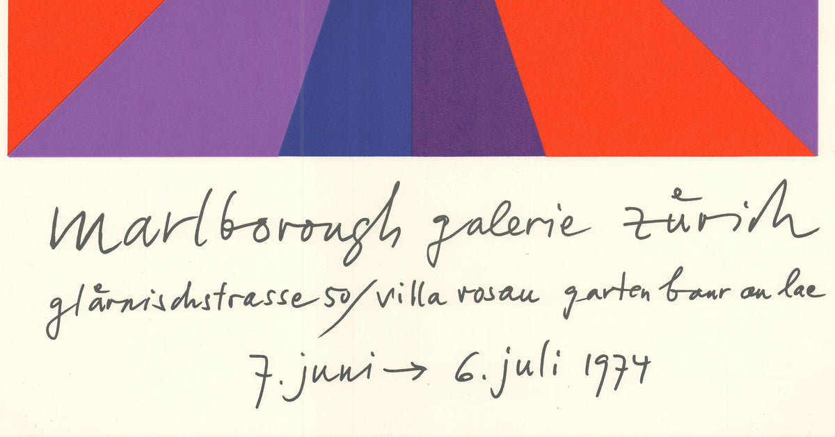 Max Bill Marlborough Galerie Zurich 1974 original exhibition lithograph poster, featuring abstract geometric design.