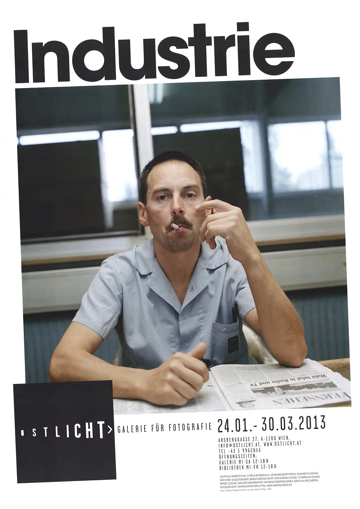 Max Wegscheider industry exhibition poster 2013, offset lithograph print showcasing bold graphic design and vibrant colors.