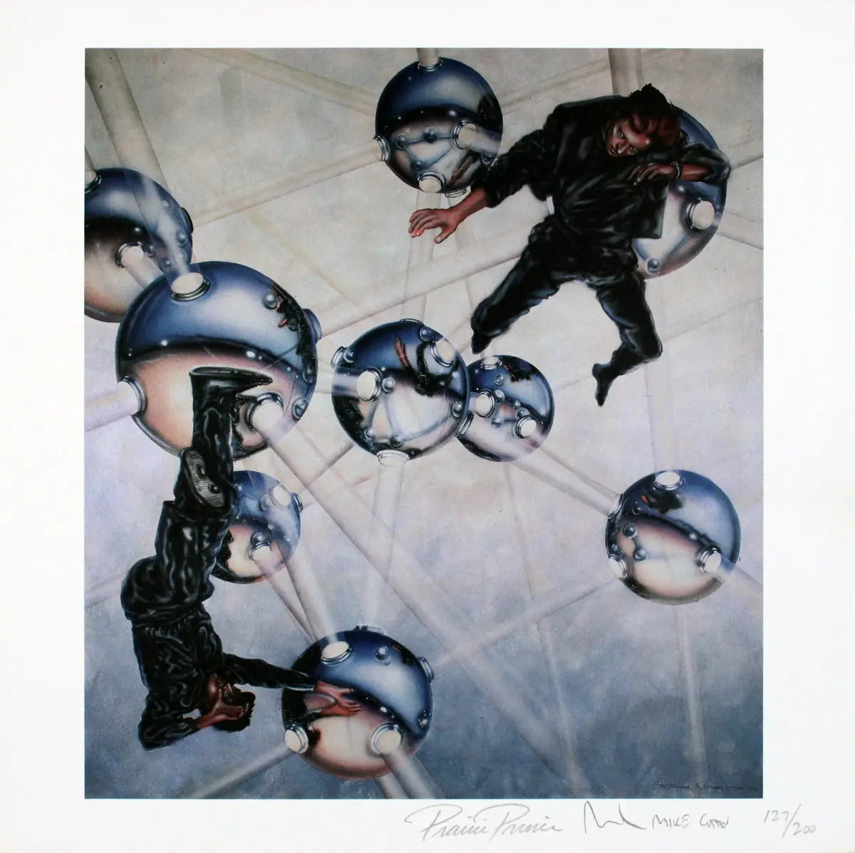 Signed Michael Cotten art sounds portfolio lithograph from 1986, limited edition print with vibrant, detailed artwork.