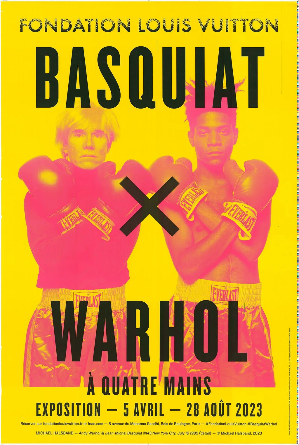 Michael Halsband Basquiat x Warhol lithograph poster featuring artwork by Basquiat and Warhol in a vibrant, collaborative print.