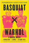 Michael Halsband Basquiat x Warhol lithograph poster featuring artwork by Basquiat and Warhol in a vibrant, collaborative print.