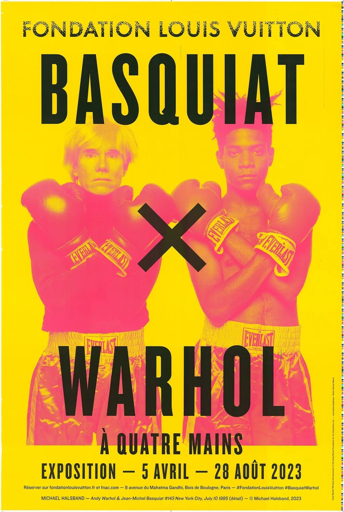 Michael Halsband Basquiat x Warhol lithograph poster featuring artwork by Basquiat and Warhol in a vibrant, collaborative print.