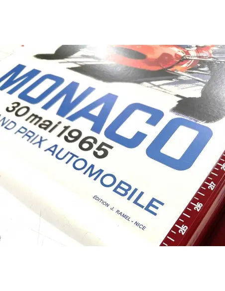Vintage 1965 Monaco Grand Prix Michael Turner Formula 1 poster showing classic race cars and historic Monaco GP scene.