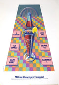 Milton Glaser signed 1992 Campari original serigraph poster on Arches paper featuring vibrant graphic art.