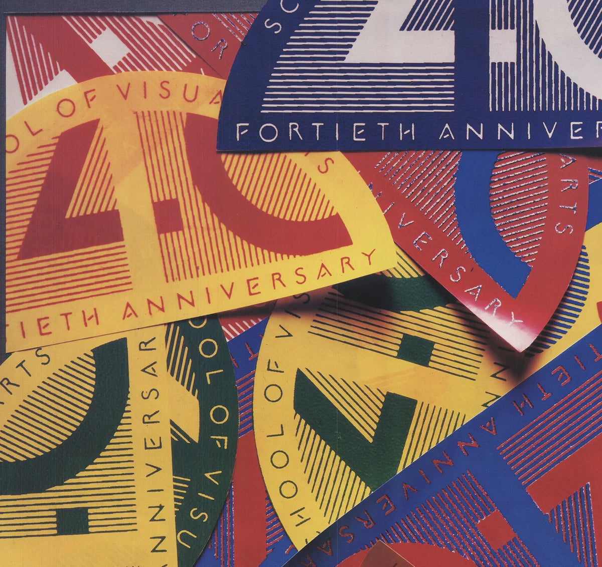 Milton Glaser SVA The First Forty Years 1987 exhibition poster featuring vibrant graphic design and bold typography.
