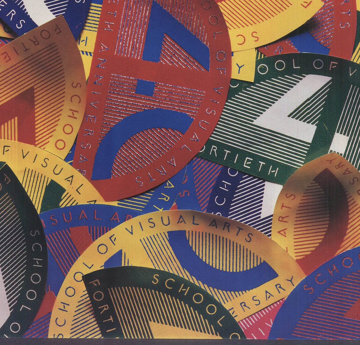 Milton Glaser SVA The First Forty Years 1987 exhibition poster featuring graphic design artwork and bold typography.