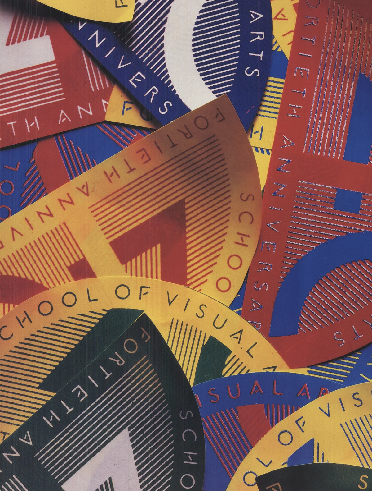 Milton Glaser SVA The First Forty Years 1987 exhibition poster featuring bold graphic artwork and vibrant colors.
