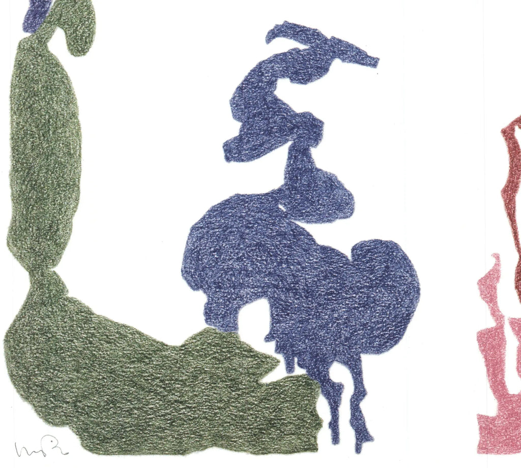 Signed Monique Prieto abstract lithograph art print titled Texture Shaping 2002 with vibrant textures and modern design.
