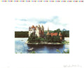 Signed Malcolm Morley Rhine Chateau 1972 limited edition offset lithograph, showcasing vibrant colors and detailed artwork.