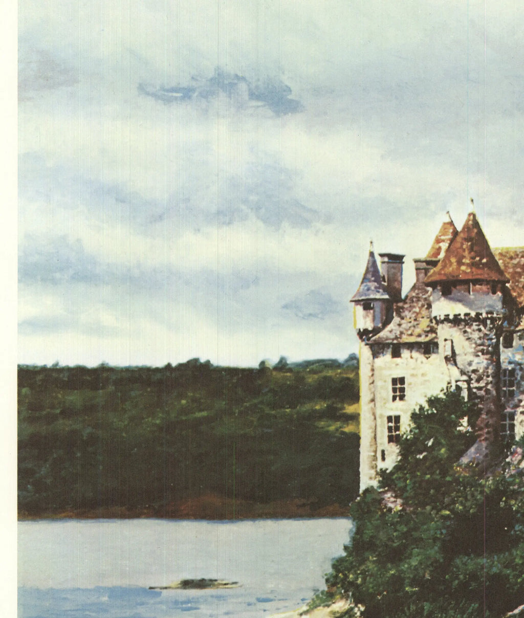 Signed Malcolm Morley Rhine Chateau 1972 limited edition offset lithograph artwork, showcasing vivid colors and detailed design.